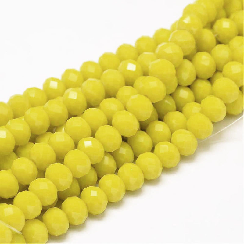 Faceted Glass Beads - 8mm x 6mm - Solid Colors - 1 Strand 64 Beads - Choose Your Color!