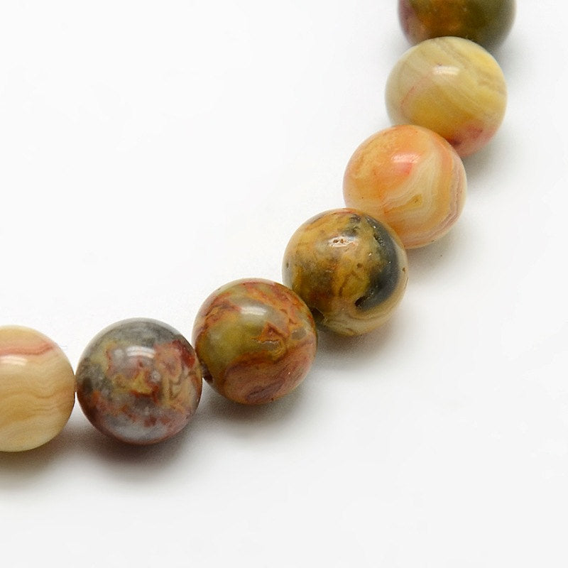 Perles Agate Rondes 10mm - Tons Terre - 15 Perles - BD587