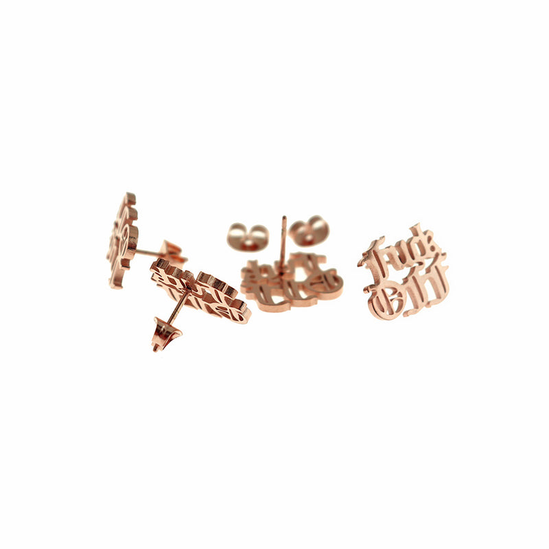 Boucles d'oreilles en acier inoxydable - F*ck Off Studs - 15mm - 2 pièces 1 paire - ER940