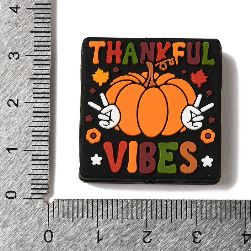 2 Thankful Vibes Silicone Focal Beads - Fall Bead - BDS137