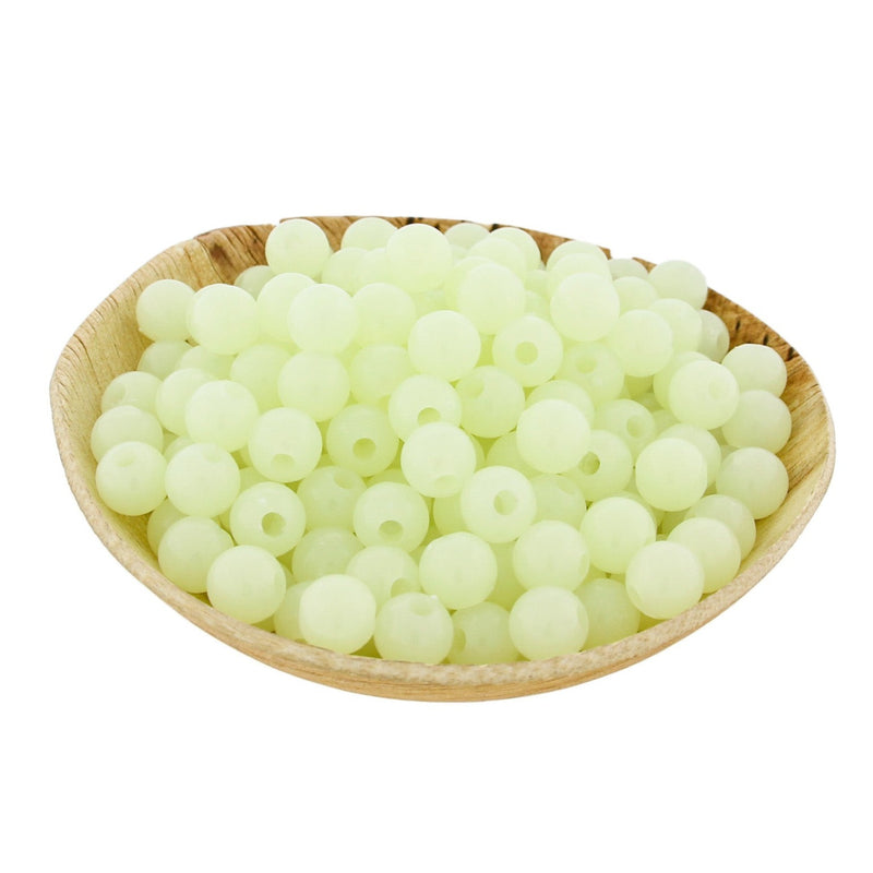 Perles Acryliques Rondes 6mm - Vert Glow In The Dark - 250 Perles - BD470