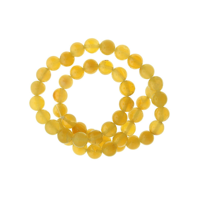 Round Natural Agate Beads 8mm - Cloud Yellow - 1 Strand 48 Beads - BD1725