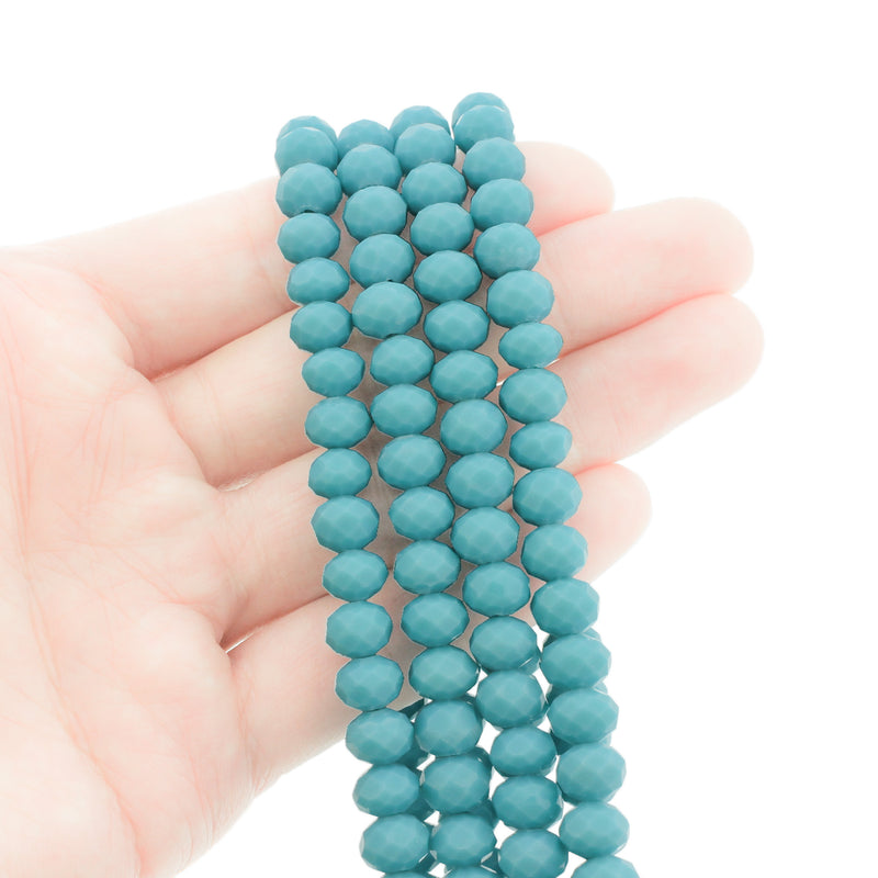 Faceted Glass Beads - 8mm x 6mm - Solid Colors - 1 Strand 64 Beads - Choose Your Color!