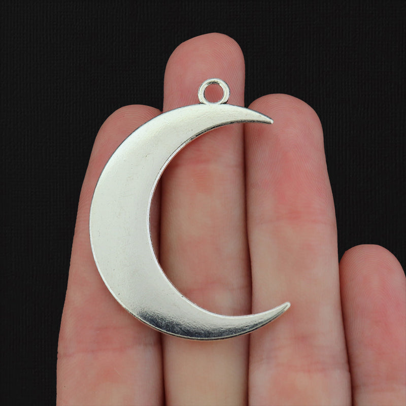 2 Crescent Moon Antique Silver Tone Charms - SC804