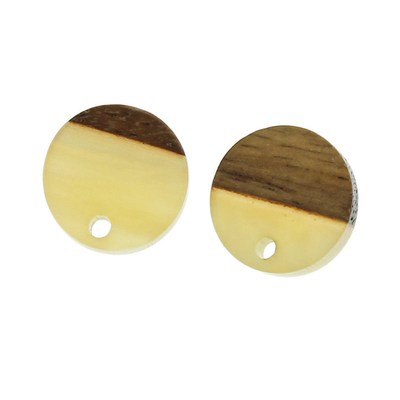 Wood Stainless Steel Earrings - 14mm Resin Round Studs - Choose Your Color!