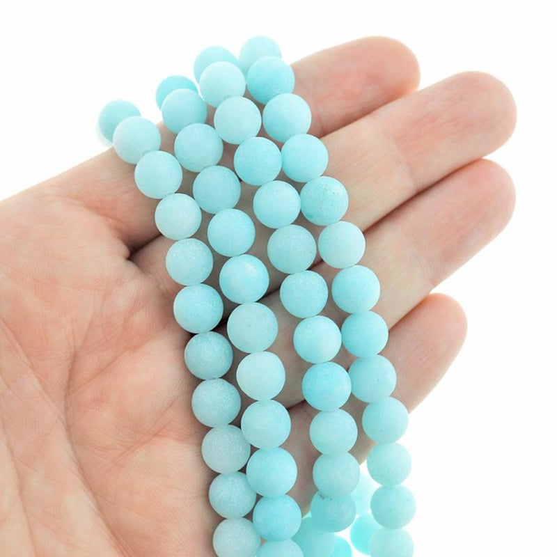 Round Frosted Natural Jade Beads 8mm - 1 Strand 46 Beads - Choose Your Color!