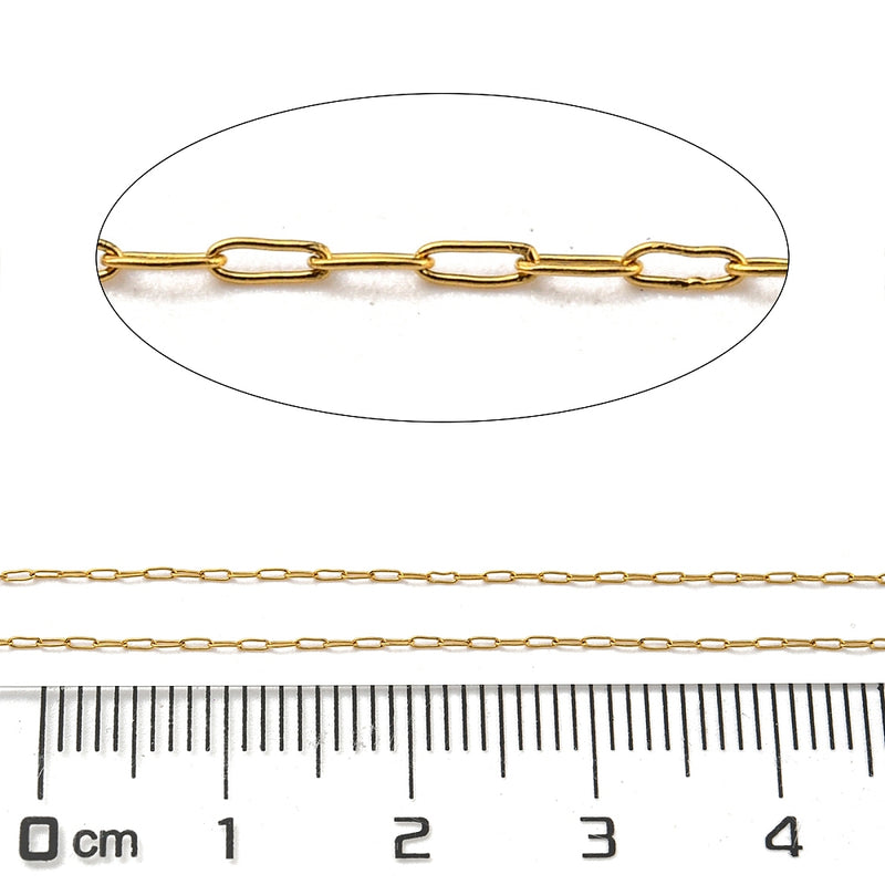 Thin Gold Stainless Steel Paperclip Chain - Per Foot - Choose Your Thickness!