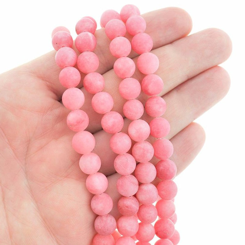 Round Frosted Natural Jade Beads 8mm - 1 Strand 46 Beads - Choose Your Color!