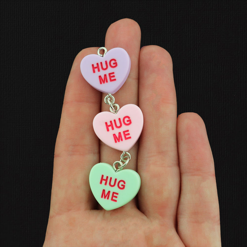 "Hug Me" Candy Hearts Resin Charm - Choose Your Color!