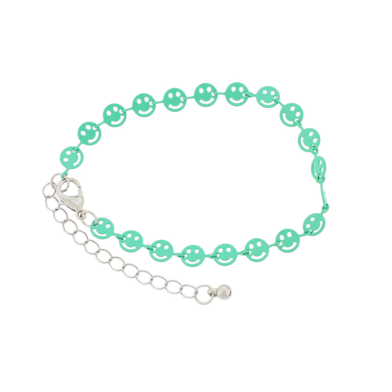 Bracelet Émail Smile 7" Plus Extender - 1mm - Vert Fluo - 1 Bracelet - N079