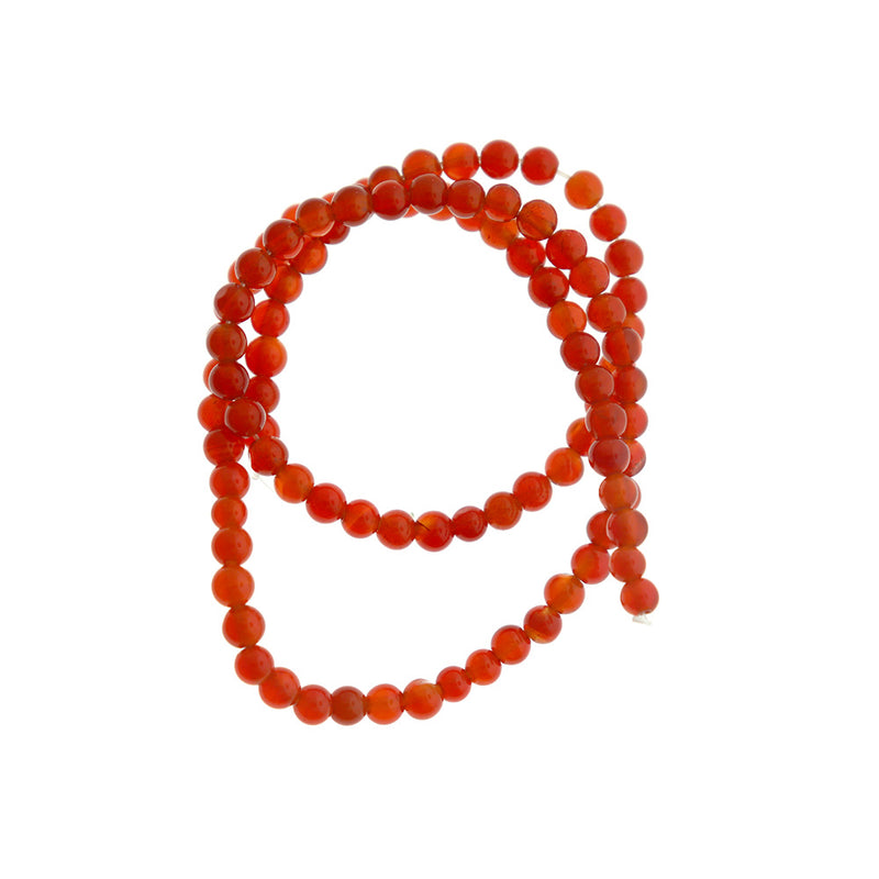 Round Natural Carnelian Beads 4mm - Orange - 1 Strand 94 Beads - BD1716