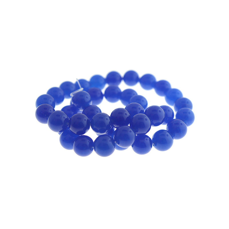 Round Natural Malaysia Jade Beads 10mm - Deep Blue - 1 Strand 39 Beads - BD1674