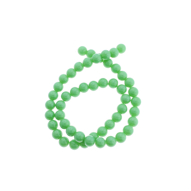 SALE Round Glass Beads 8mm - Lime Green - 1 Strand 48 Beads - LBD2496