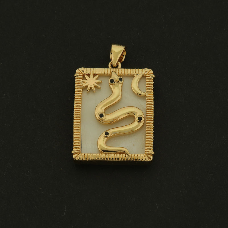 18k Snake Charm - Reptile Pendant - 18k Gold Plated Brass - GLD762