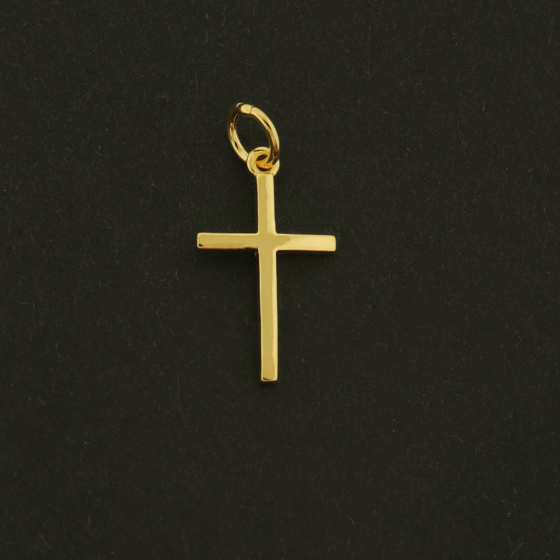 18k Gold Cross Charm - Super Tiny Religious Pendant - 18k Gold Plated Sterling - GLD765