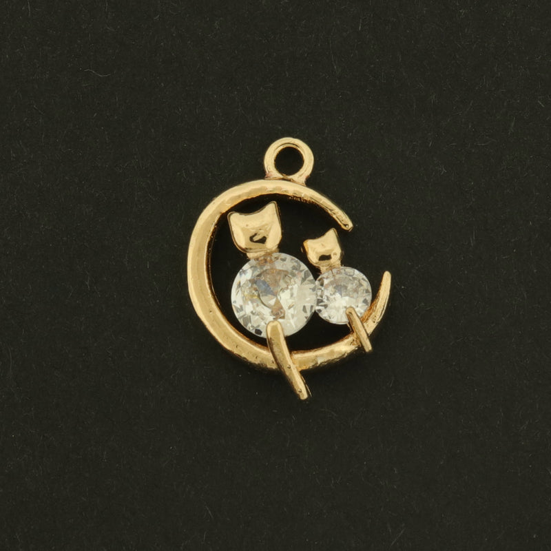 14k Cat Charm - Cat Pendant - 14k Gold Plated Brass - GLD767