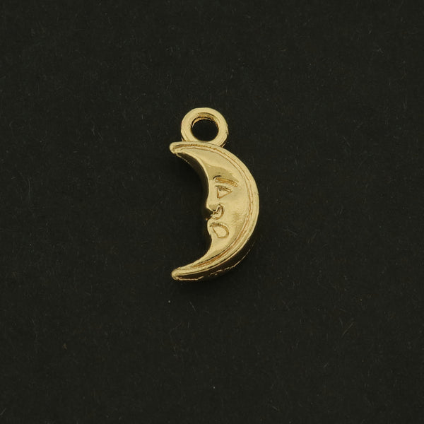 14k Moon Charm - Crescent Moon Pendant - 14k Gold Plated Brass - GLD770