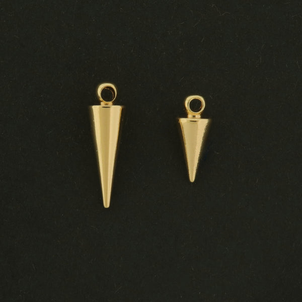 14k Spike Drop Charm - 10 Charms - Geometric Pendant - Choose Your Size!