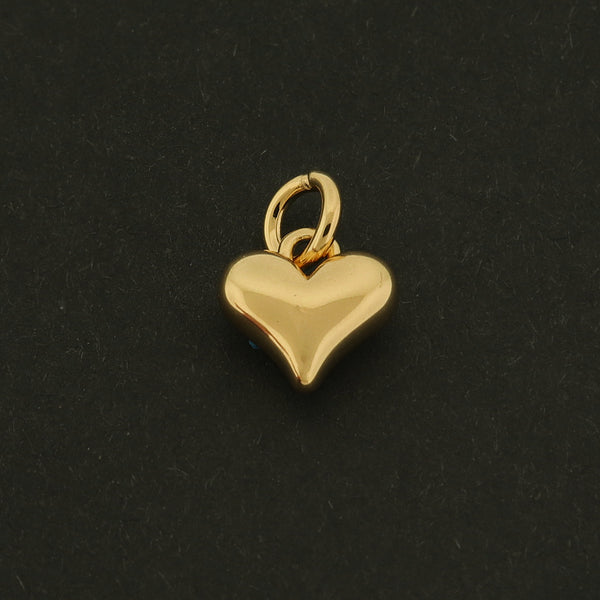 18k Heart Charm - 2 Charms - Super Tiny Love Pendant - 18k Gold Plated - GLD777