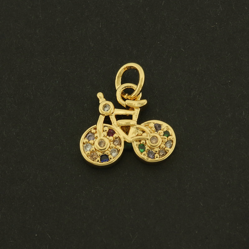 18k Bike Charm - Bicycle Pendant - 18k Gold Plated - GLD778