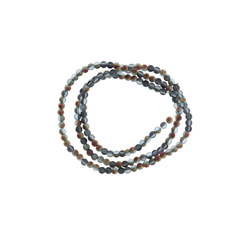 SALE Round Glass Beads 2mm - Frosted Electroplated Grey - 1 Strand 150 Beads - LBD2610