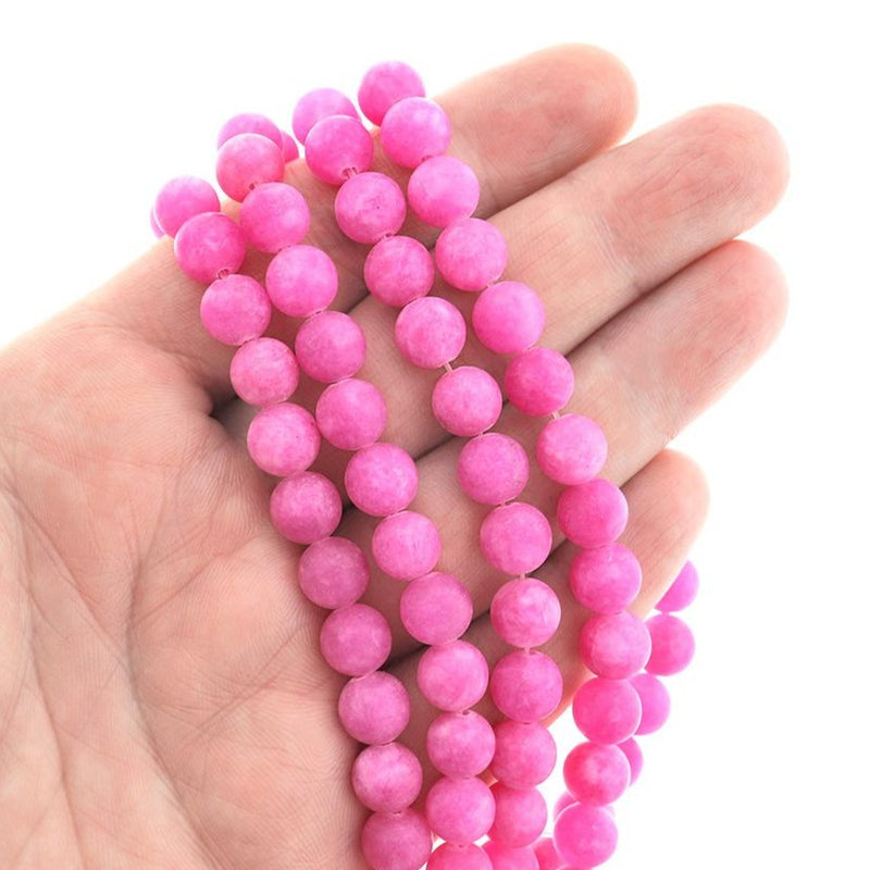 Round Frosted Natural Jade Beads 8mm - 1 Strand 46 Beads - Choose Your Color!