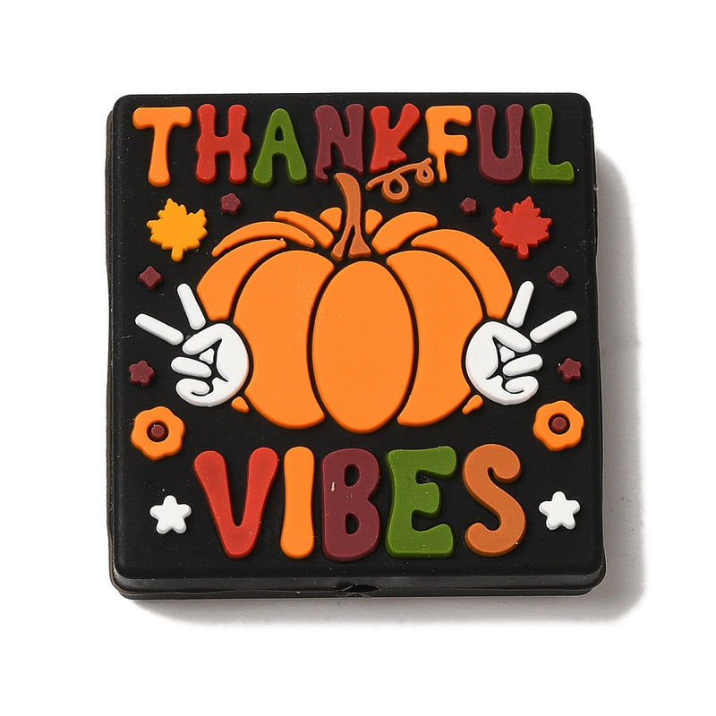 2 Thankful Vibes Silicone Focal Beads - Fall Bead - BDS137