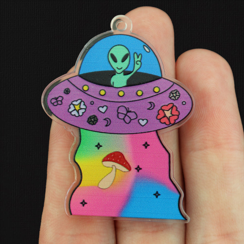 2 Alien UFO Acrylic Charms - K168