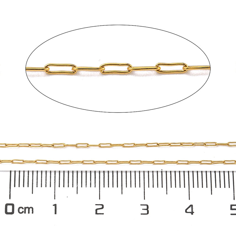 Thin Gold Stainless Steel Paperclip Chain - Per Foot - Choose Your Thickness!