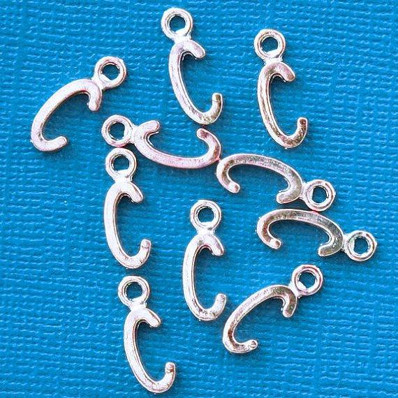 8 Lettre A Alphabet Antique Silver Tone Charms - SC2625