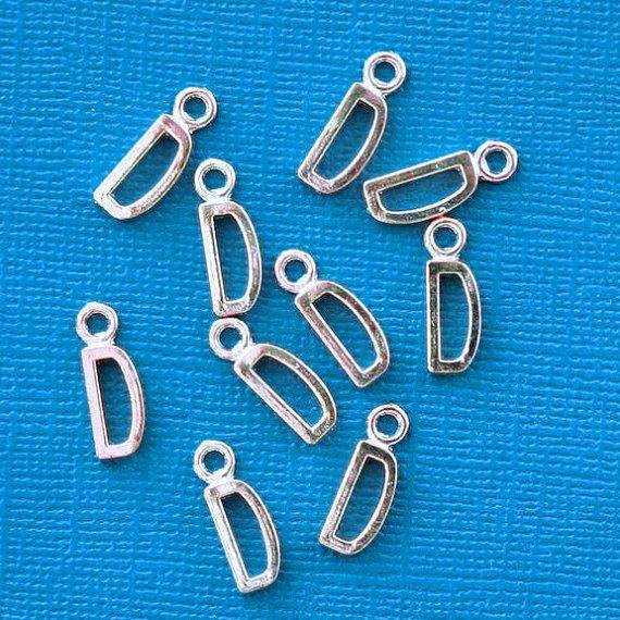 8 Lettre A Alphabet Antique Silver Tone Charms - SC2625