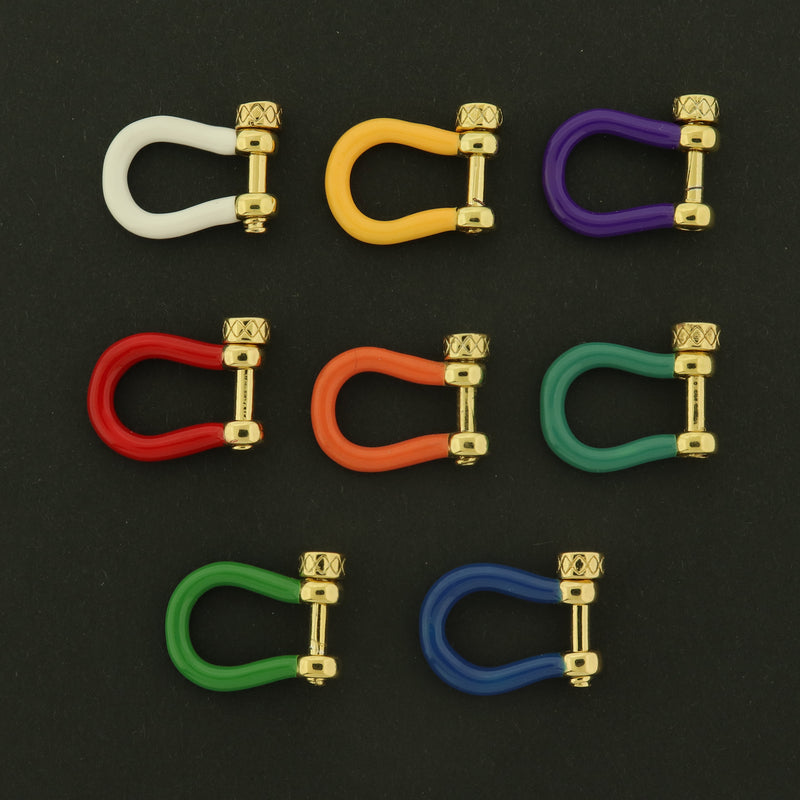 Enamel Buckle Clasp - Horseshoe Carabiner Clasp - 18k Gold Plated - Choose Your Color