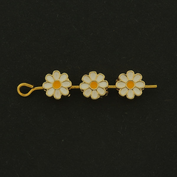 14k Daisy Spacer Bead - 2 Beads - Flower Pendant with Enamel - GLD818