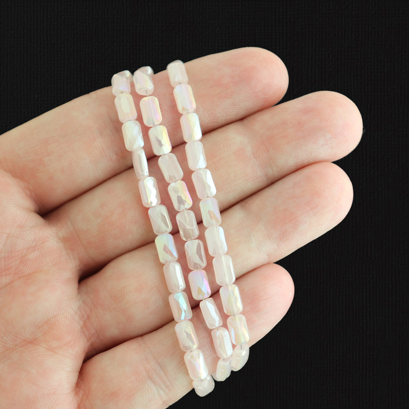 Faceted Rectangle Glass Beads - 7mm x 4mm - Electroplated - 1 Strand 80 Beads - Choose Your Color!