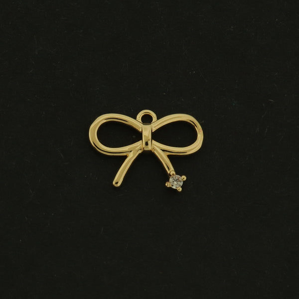 14k Bow Charm - 4 Charms - Ribbon Pendant - 14k Gold Plated - GLD820