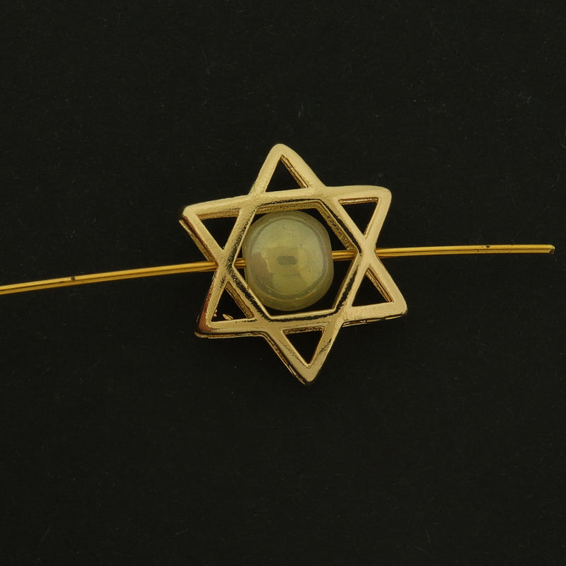 14k Gold Star of David Spacer Bead - Bead Cage - 4 Beads - Choose Your Size  - 14k Gold Plated