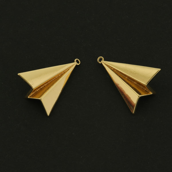 14k Paper Airplane Charm - Travel Pendant - 14k Gold Plated - GLD846