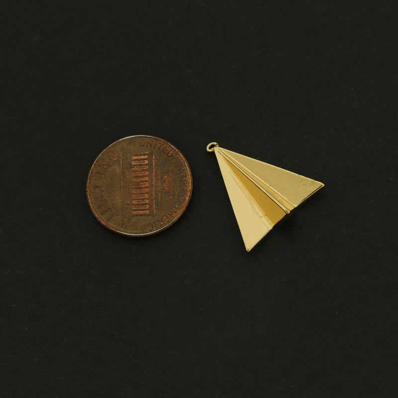 14k Paper Airplane Charm - Travel Pendant - 14k Gold Plated - GLD846