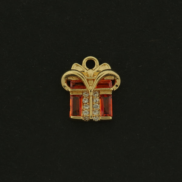 14k Present Charm - Christmas Pendant - 14k Gold Plated - GLD852