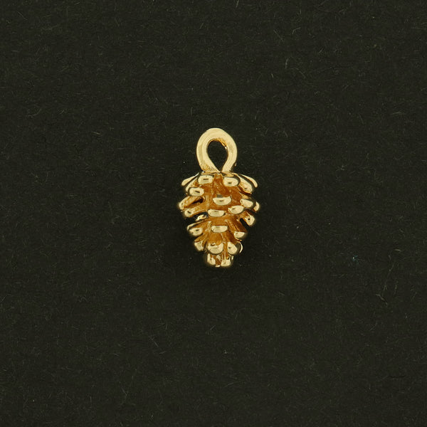 14k Pine Cone Charm - 2 Charms - 14k Gold Plated - GLD862