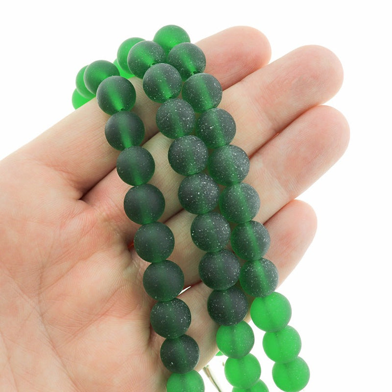 Round Cultured Sea Glass Beads 10mm - Frosted - 1 Strand 19 Beads - Choose Your Color!