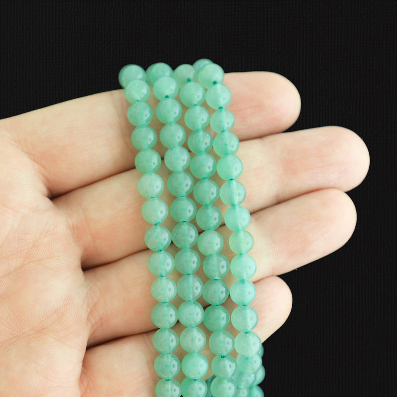 Round Natural Aventurine Beads 6mm - Pale Green - 1 Strand 63 Beads - BD1679