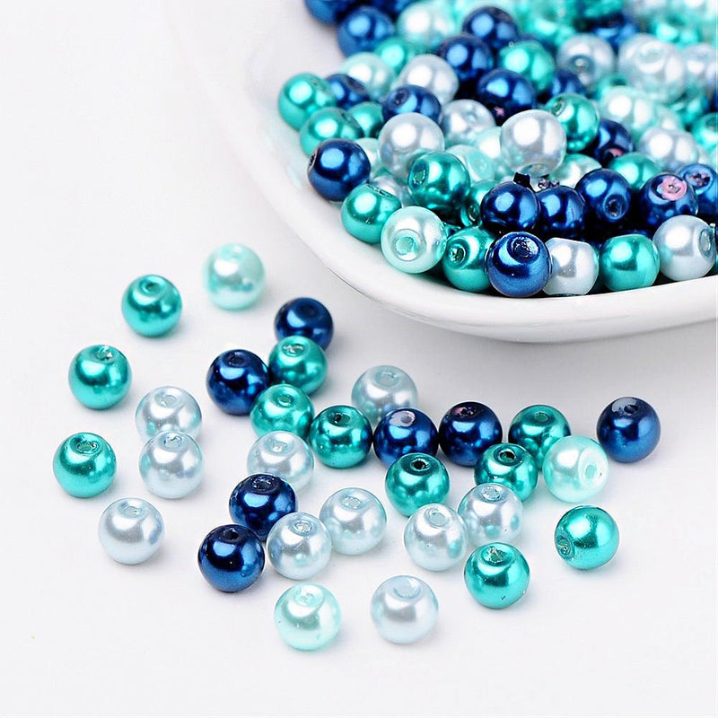 200 Round Glass Beads - Assorted Pearl Mix - 4mm - Choose Your Color!