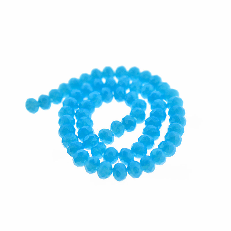 SALE Faceted Glass Beads 6mm x 4mm - Electric Blue - 1 Strand 98 Beads - LBD203