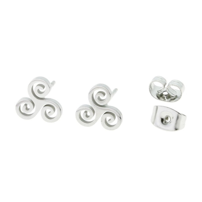 Boucles d'oreilles en acier inoxydable doré - Triskele Triple Spiral Studs - 10mm - 2 Pièces 1 Paire - ER891