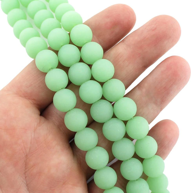 Round Cultured Sea Glass Beads 10mm - Frosted - 1 Strand 19 Beads - Choose Your Color!