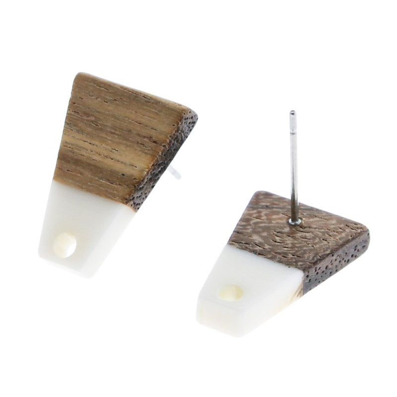 Wood Stainless Steel Earrings - Geometric Trapezoid Studs - 7 Colors Available!