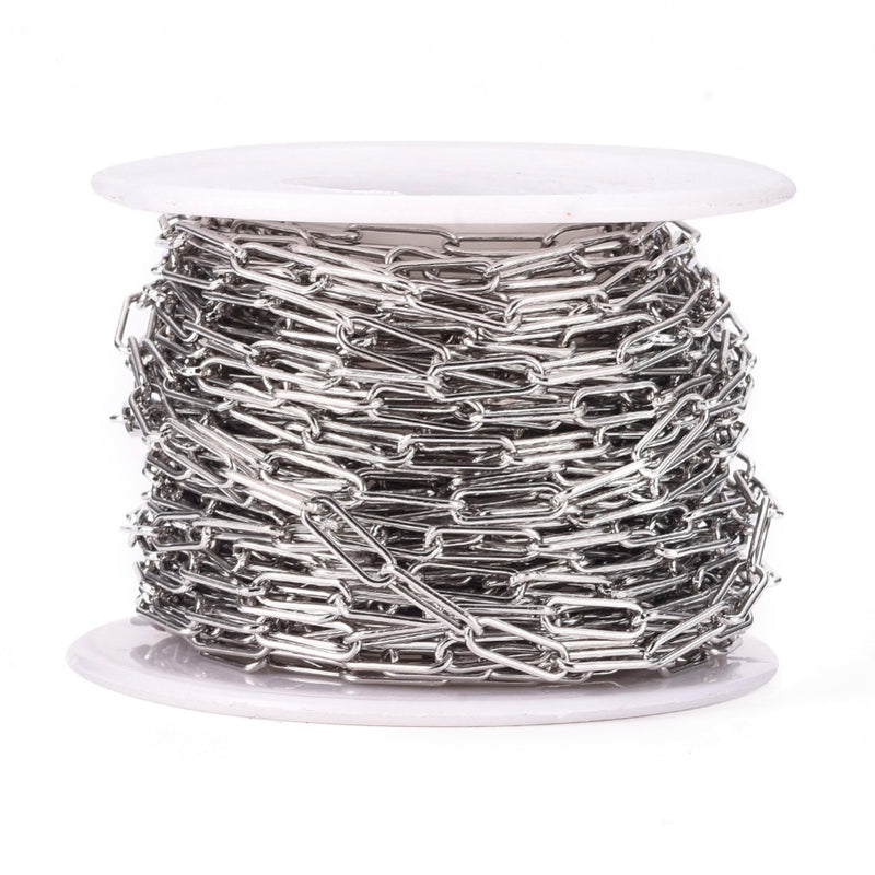 Stainless Steel Paperclip Chain - Sold by the Foot - Choose Your Tone!