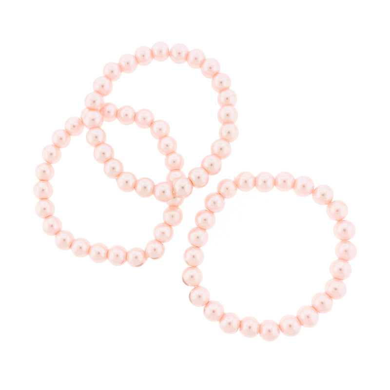 Round Glass Pearl Bead Bracelet 8mm / 55mm - Choose Your Color - 1 Bracelet