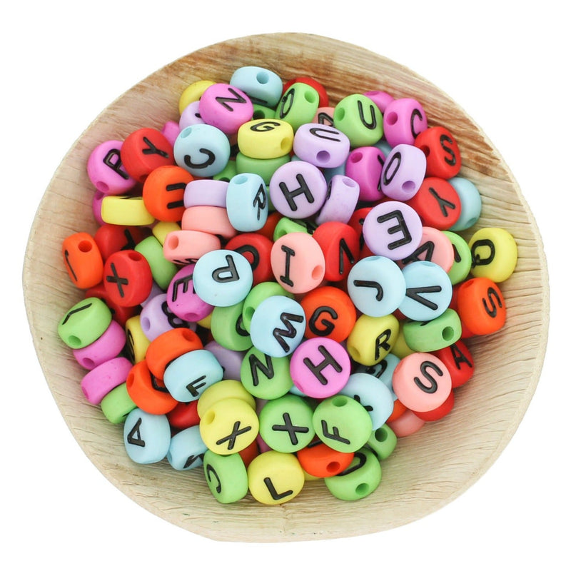 50 Flat Round Alphabet Acrylic Beads - 10mm - Choose Your Color!